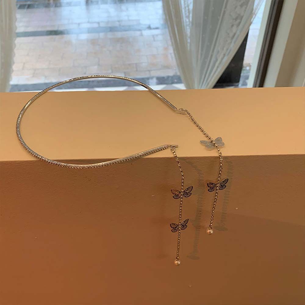 Băng Đô Cài Tóc Mỏng Đính Ngọc Trai Phối Tua Rua Phong Cách Pháp Cổ Điển Ngọt Ngào Cho Nữ