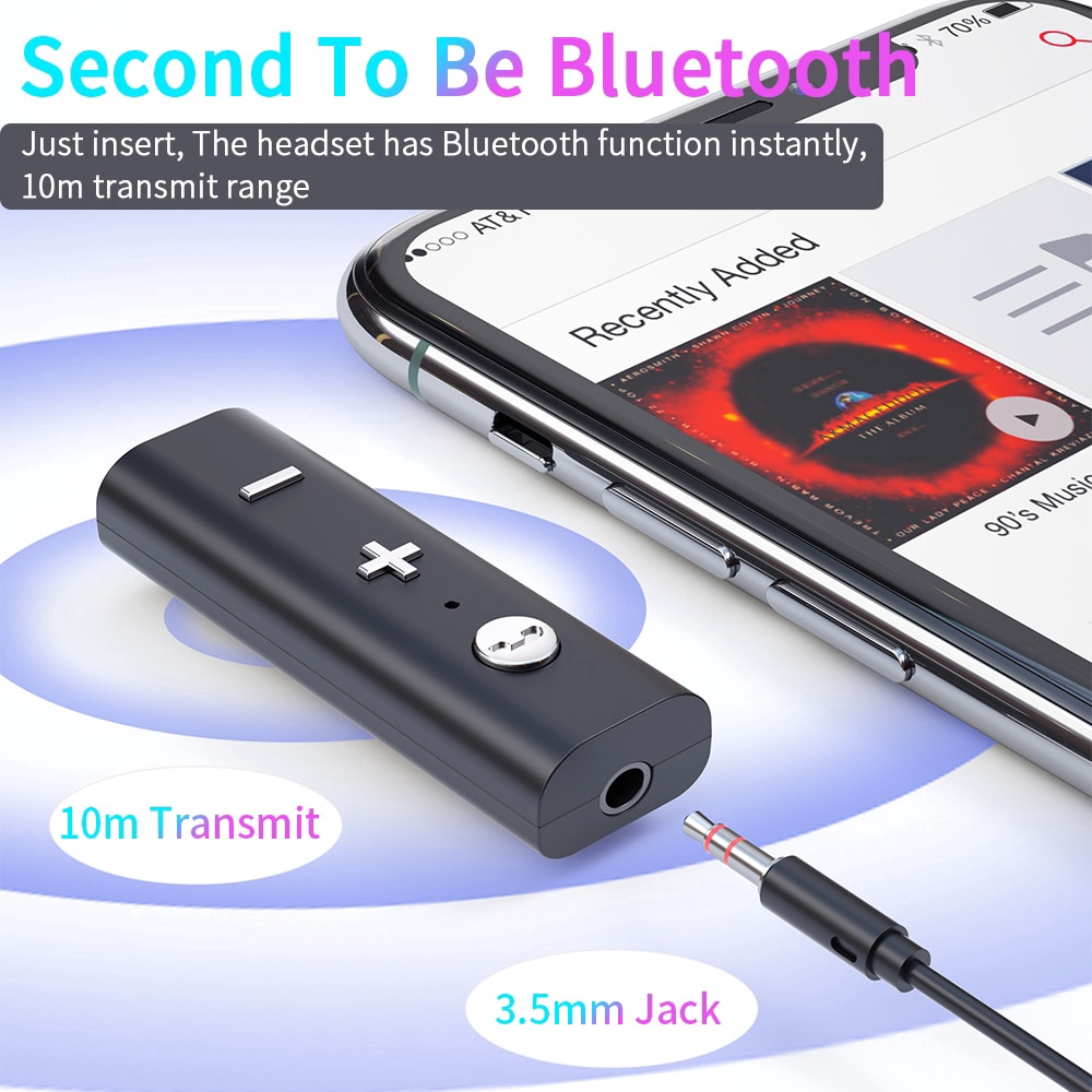 Đầu thu âm thanh không dây Essager kết nối Bluetooth 5.0 có cổng tai nghe 3.5mm chất lượng cao