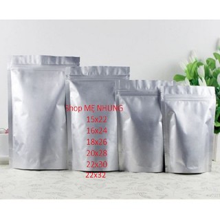 1kg Túi zip đáy đứng, túi zipper mặt bạc mặt trong