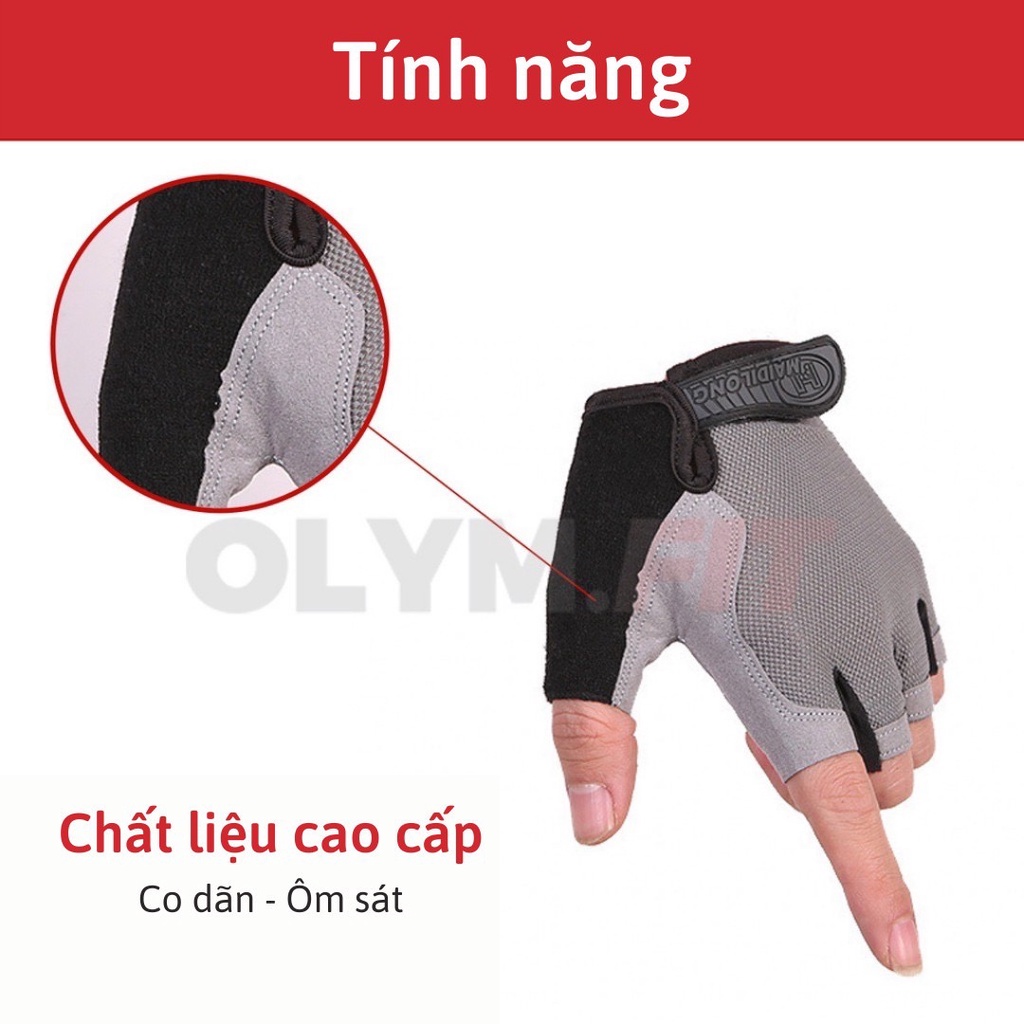 Găng tay xe máy xe đạp - Găng tay hở ngón chống trơn trượt dành cho nam nữ
