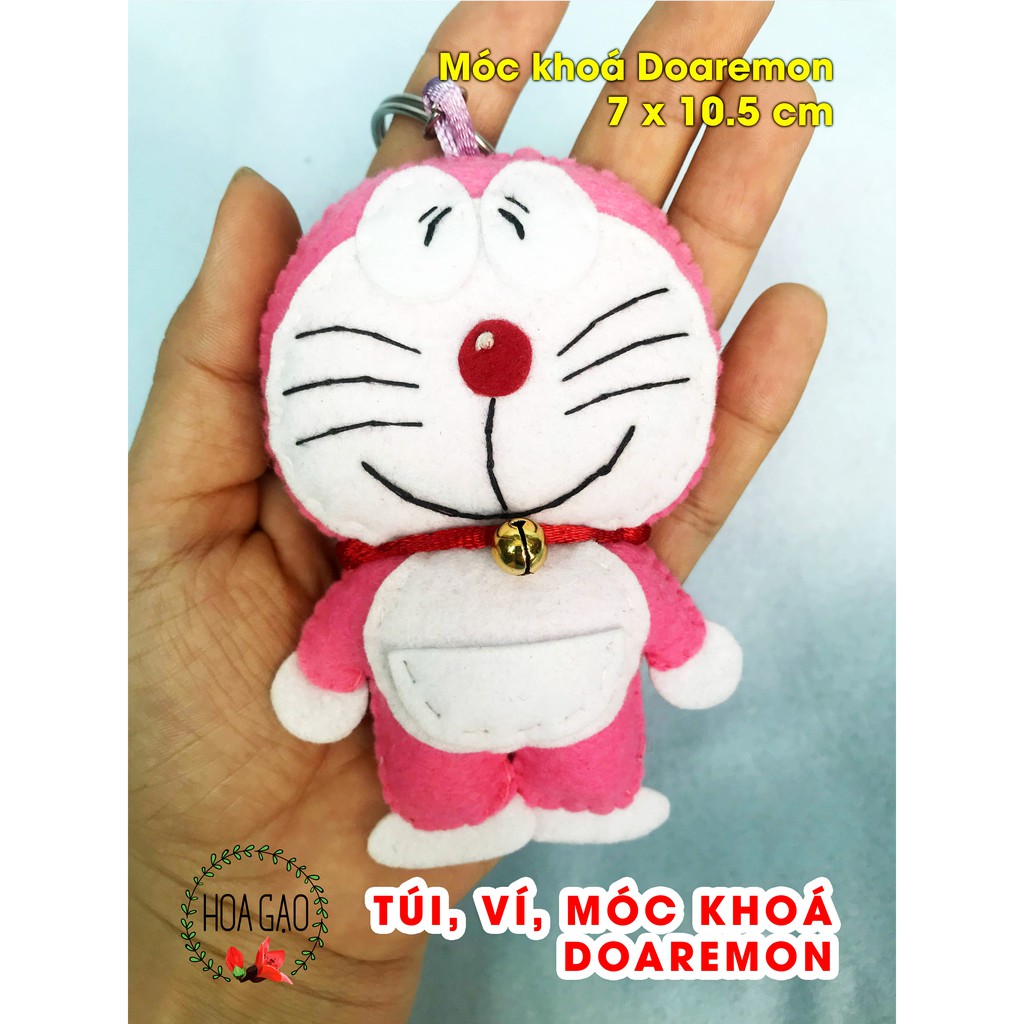 combo DORAEMON túi ipad, ví điện thoại móc khoá handmade loại cao cấp, làm theo đặt hàng