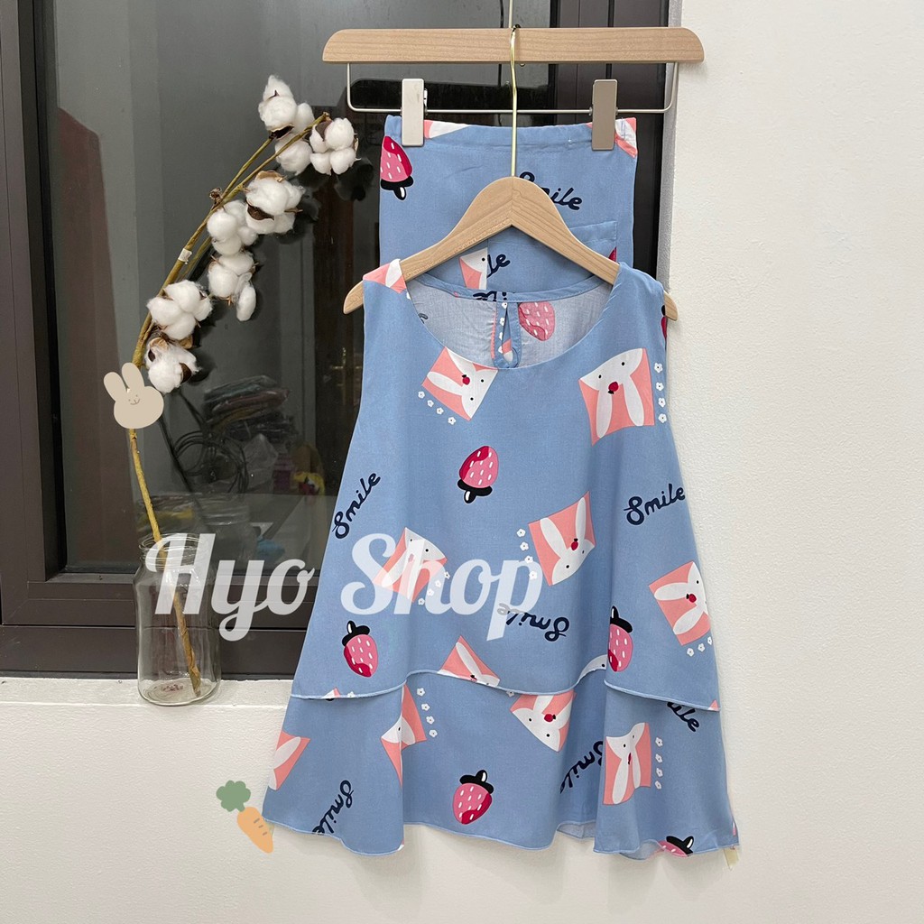 Bộ bầu mùa hè HYO đồ lanh mặc nhà sau sinh hai tầng Freesize 65kg B2T