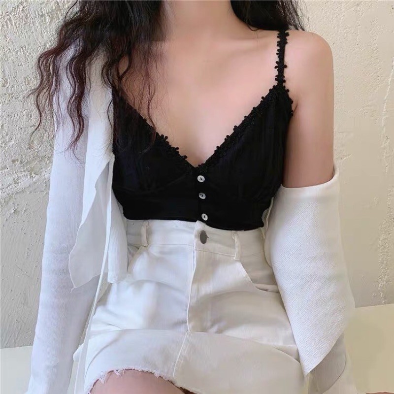 ÁO HAI DÂY ĐÍNH CÚC ĐƠN GIẢN