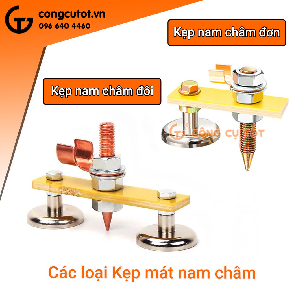 Kẹp Mát Nam Châm Đôi  -  Kẹp Mát Nam Châm Đơn - Đế Từ Nam Châm Lực Hút Mạnh Dùng Cho Máy Hàn Đến 500A