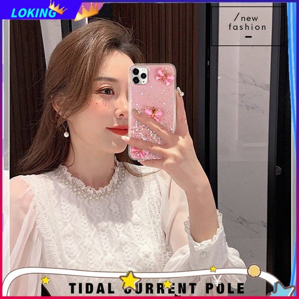 Ốp Điện Thoại Silicon Hình Bướm 3D Lấp Lánh Gắn Dây Đeo Cho OPPO Reno 8 8Pro 8Z 8T Reno 7 7Pro 7Z 6Z 5Z