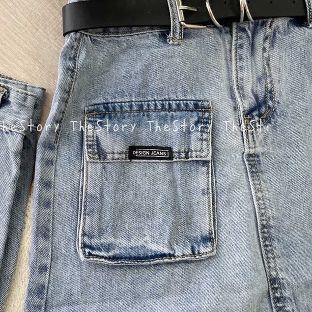 [STR] [ẢNH THẬT SHOP CHỤP] Chân váy jean dáng ngắn kèm belt, mặt trước CV314