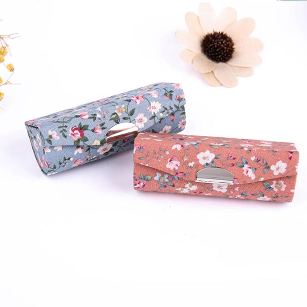 LANFY Small Flower Printing Makeup Single Lipstick Storage Cosmetic Bags with Mirror Lipstick Box