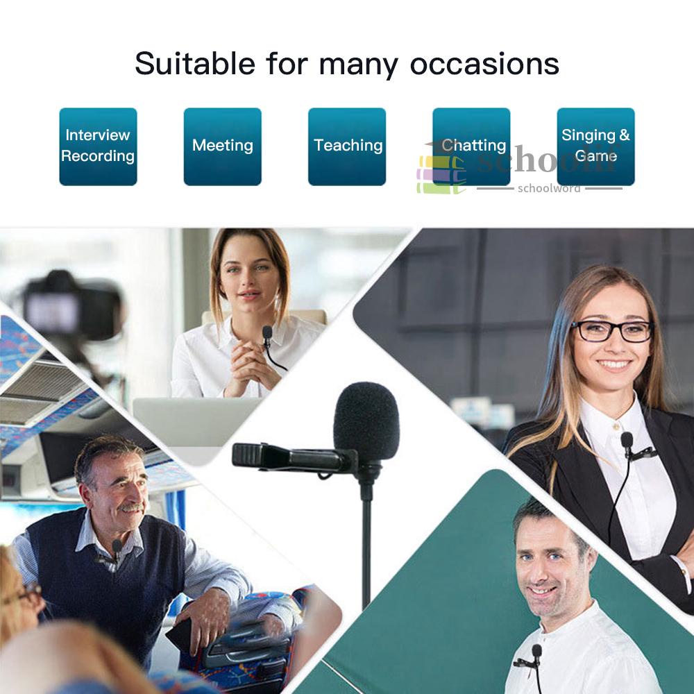 Micro gắn cổ áo giắc cắm 3.5mm thu đa hướng để ghi âm/ phỏng vấn cho điện thoại/ máy tính xách tay | BigBuy360 - bigbuy360.vn