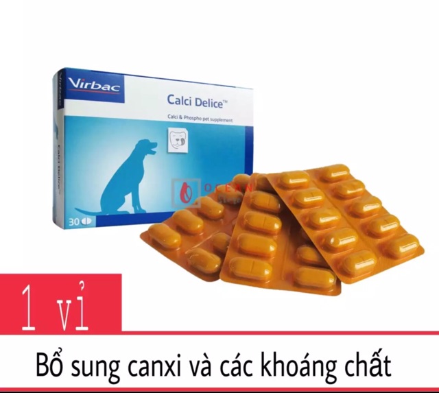 Canxi Tổng Hợp ( 1 Vỉ/ 10 Viên ) Giúp Chó Tăng Trưởng Nhanh Khoẻ Xương ,Chứng Bại Liệt