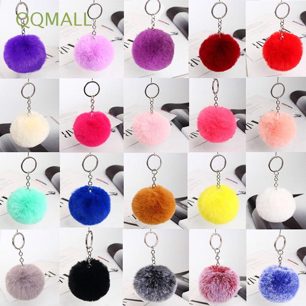 Móc khóa quả cầu lông xù dễ thương gồm 20 màu sắc tùy chọn