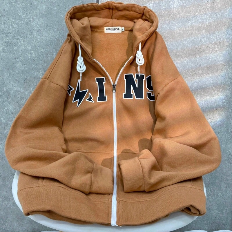 Áo Khoác Hoodie Zip IN Form Rộng Vải Nỉ Bông Dày Dặn Oversize Unisexi