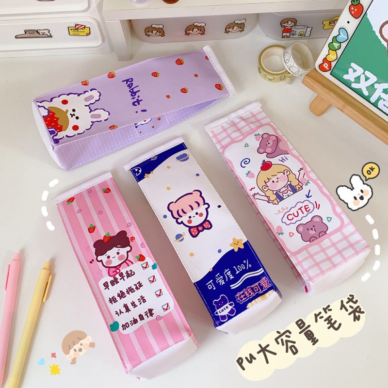 Hộp đựng bút viết dụng cụ học tập dáng hộp sữa cô gái Nhật Bản Tom House