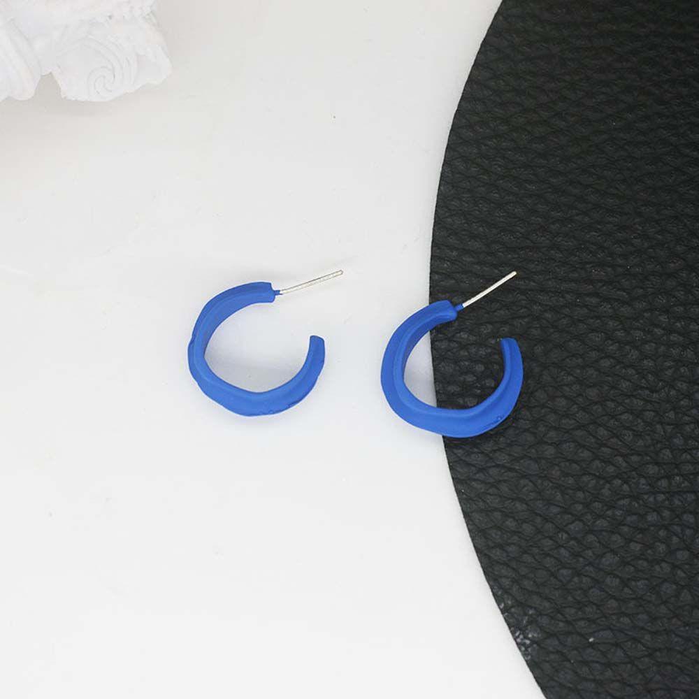 Bông Tai Hình Tròn Màu Xanh Dương Phong Cách Hàn Quốc Thời Trang