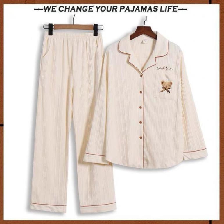 ™﹉Nam cực pyjama nữ mùa xuân và thu vải bông tinh khiết dài tay màu đỏ Dịch vụ tại nhà hè mới 2021 bùng nổ ྆ ༷