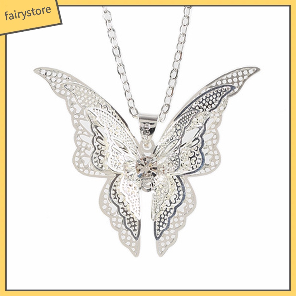 Dây Chuyền Xi Bạc 3 Lớp Mặt Hình Bướm Cho Nữ