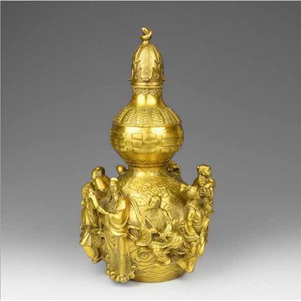 Bình Hồ Lô Bát Tiên Đúc Bằng Đồng Thau Nguyên Chất Cao 23cm Nặng 1,1kg