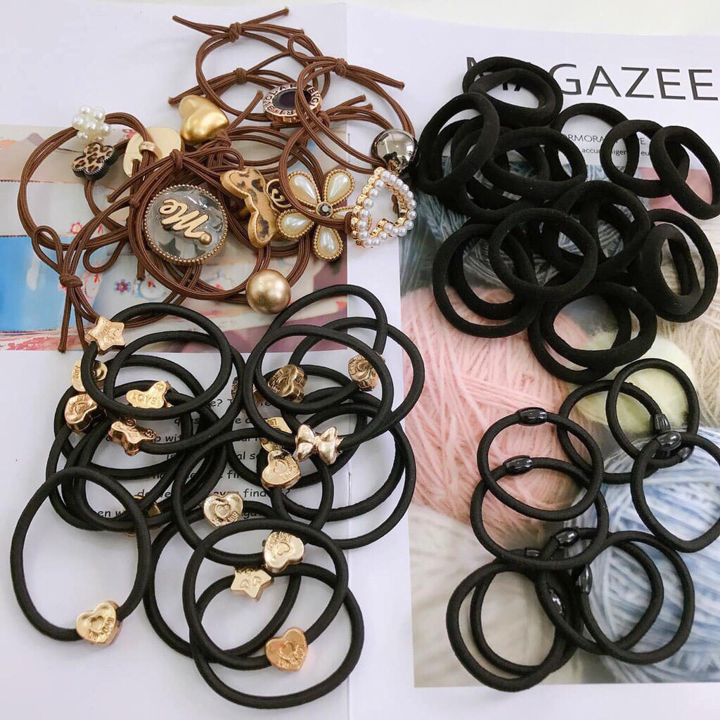 Combo 10 chun buộc tóc, dây buộc tóc nhiều hình mẫu khác nhau xinh xắn siêu hot 2021