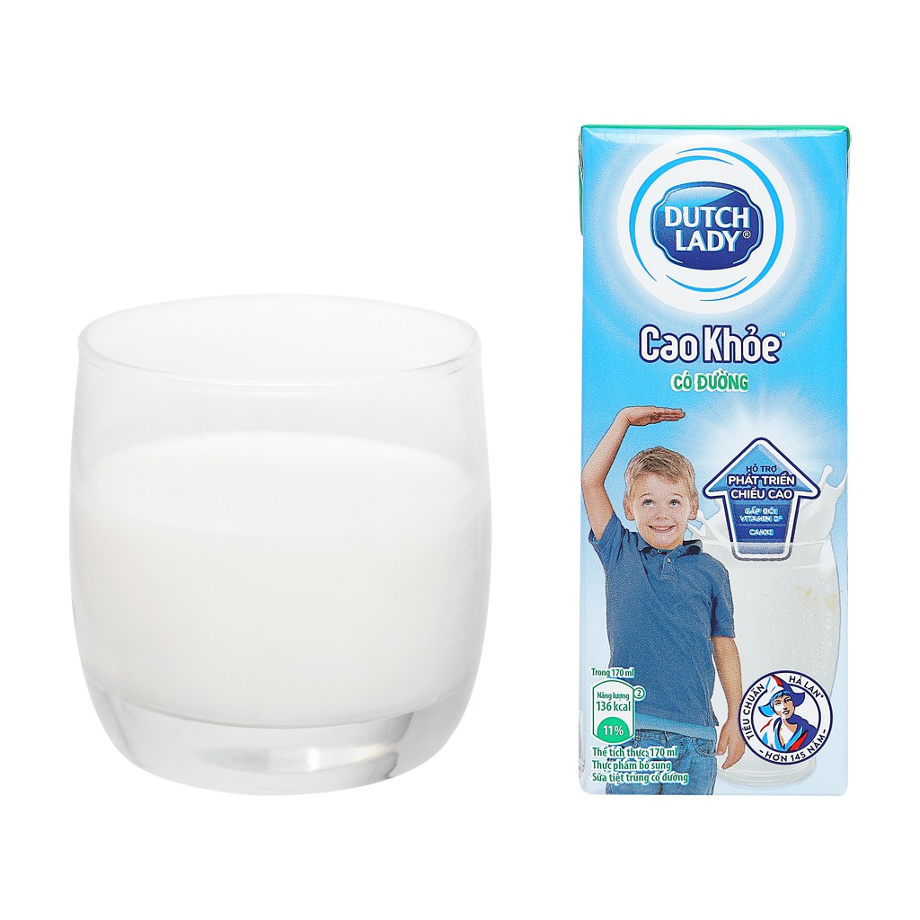 lốc 4 hộp sữa tiệt trùng cao khỏe có đường Dutch Lady 170ml