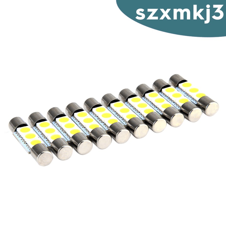 Set 10 Đèn LED 28mm-31mm Cầu Chì 5050 3SMD Ánh Sáng Trắng