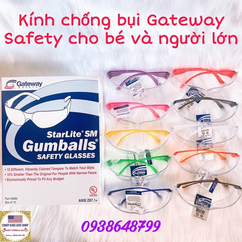 Hộp 10 kính chống bụi Gateway Safety cho bé và người lớn