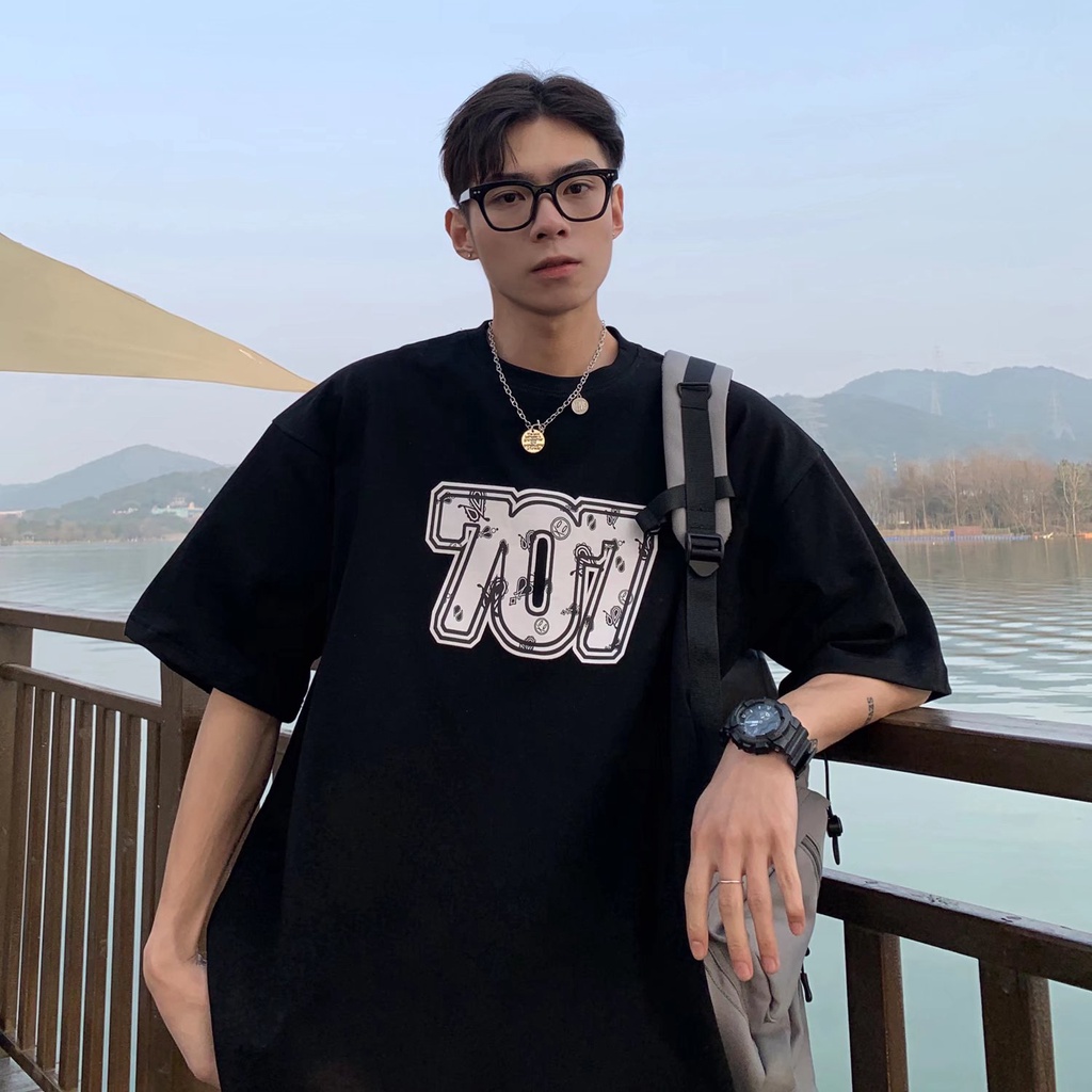 Áo Thun Dáng Rộng In Chữ Phong Cách Hàn Quốc Thời Trang Mùa Hè Cho Nam Và Nữ size M-5XL