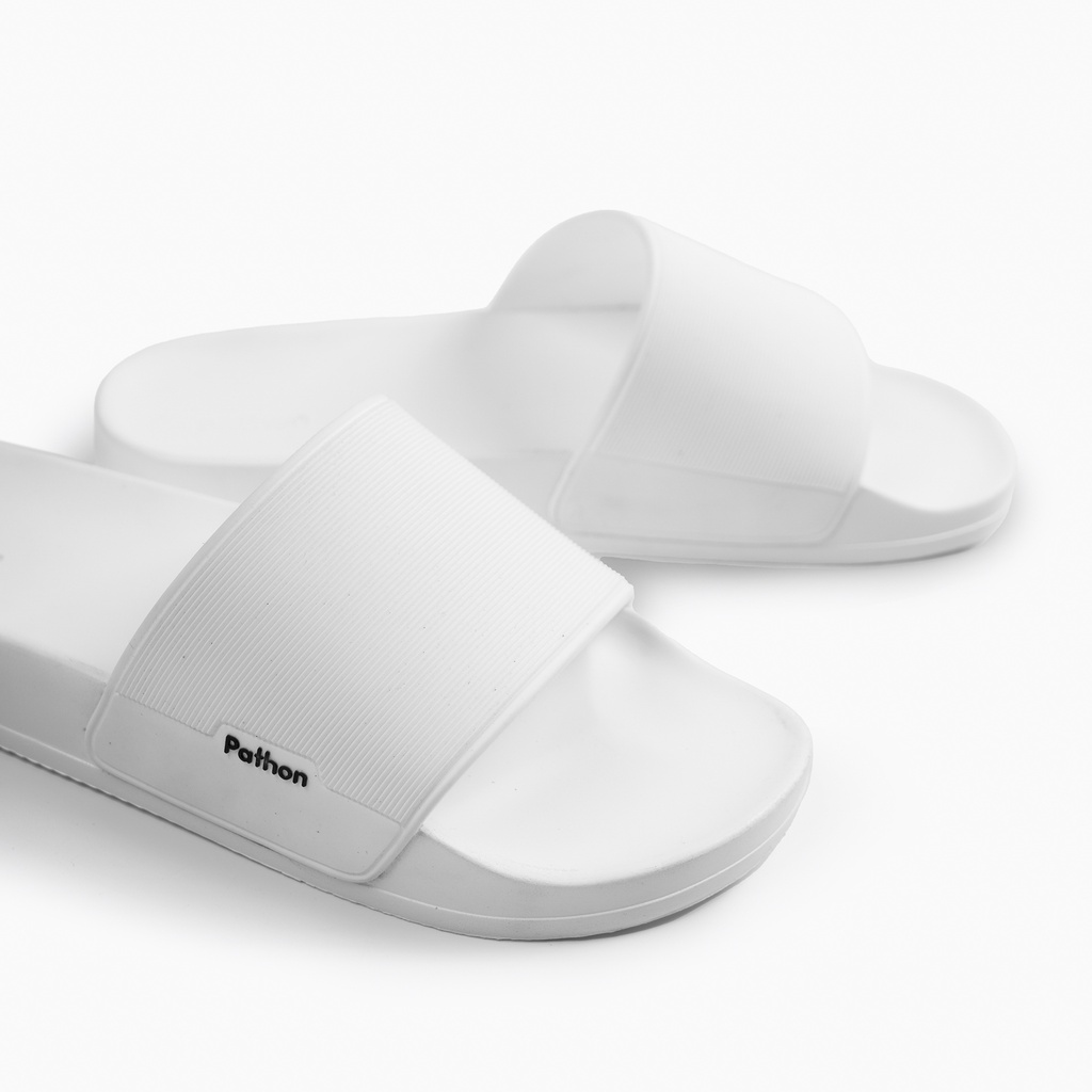 Dép nam nữ quai ngang slipper Pathon quai PVC và đế PU trắng,quai trắng Mẫu SD32