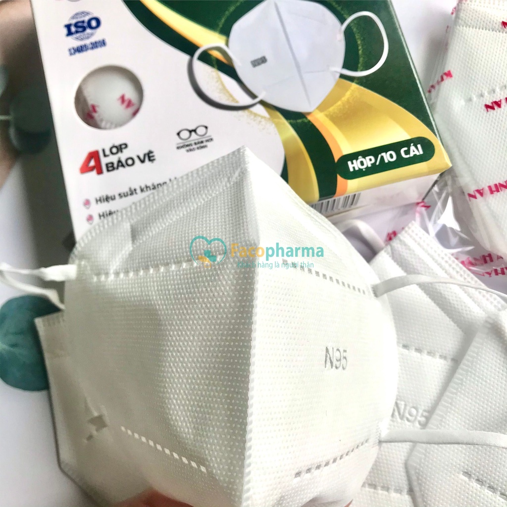 Khẩu trang y tế 3D chính hãng 4 lớp kháng khuẩn chống bụi mịn 3DN95 Khánh An hộp 10 cái KA3DN95O