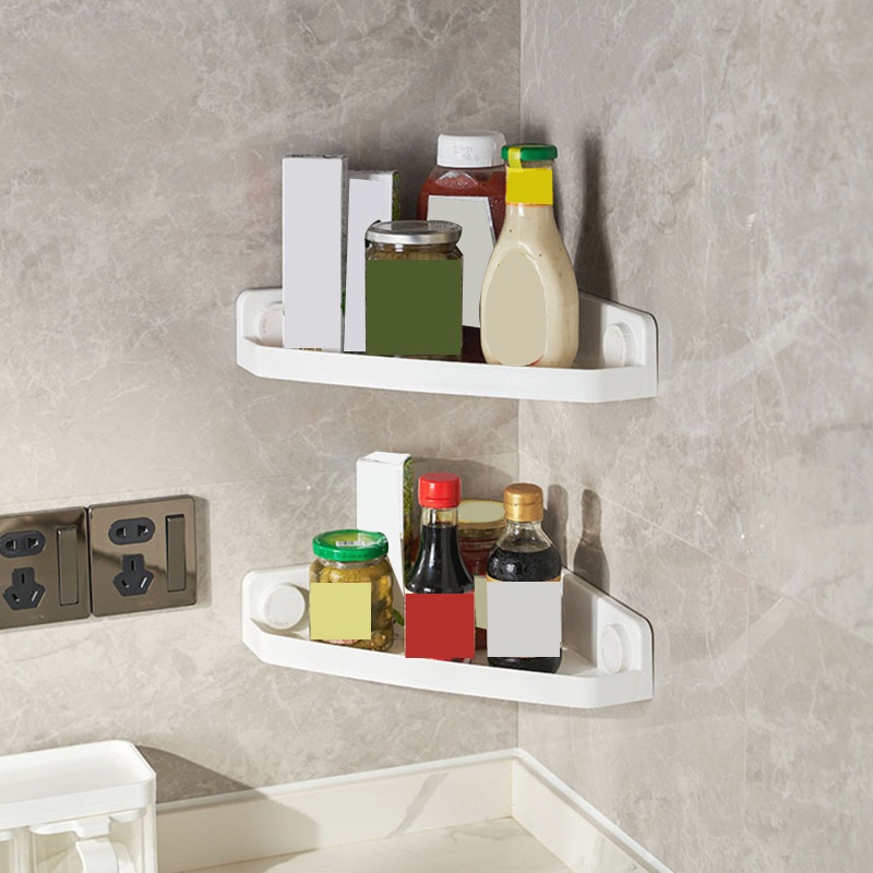 Kệ Nhựa Gắn Góc Tường Đựng Đồ Dùng Nhà Tắm Tiện Dụng