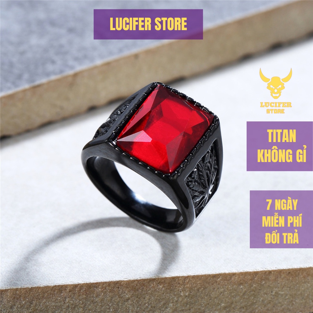 Nhẫn Nam Bạc Đính Đá Cuba Đẹp Cá Tính Unisex HipHop Basic Ring Ngầu Trơn Nam Lucifer Store Nhẫn Titan CUBA