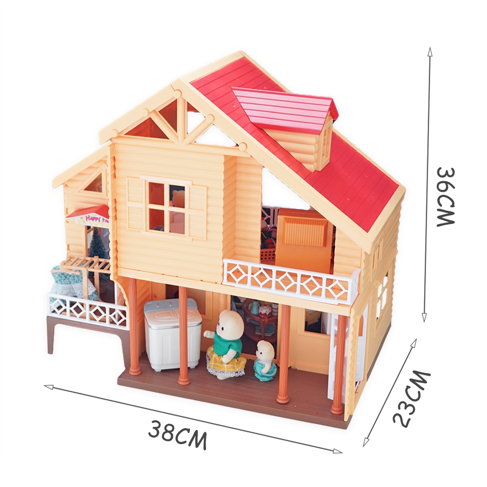 Bộ Mô Hình Nhà Búp Bê Thu Nhỏ DIY Màu Đỏ Kích Thước 1/12 Dùng Để Trang Trí Nhà Búp Bê