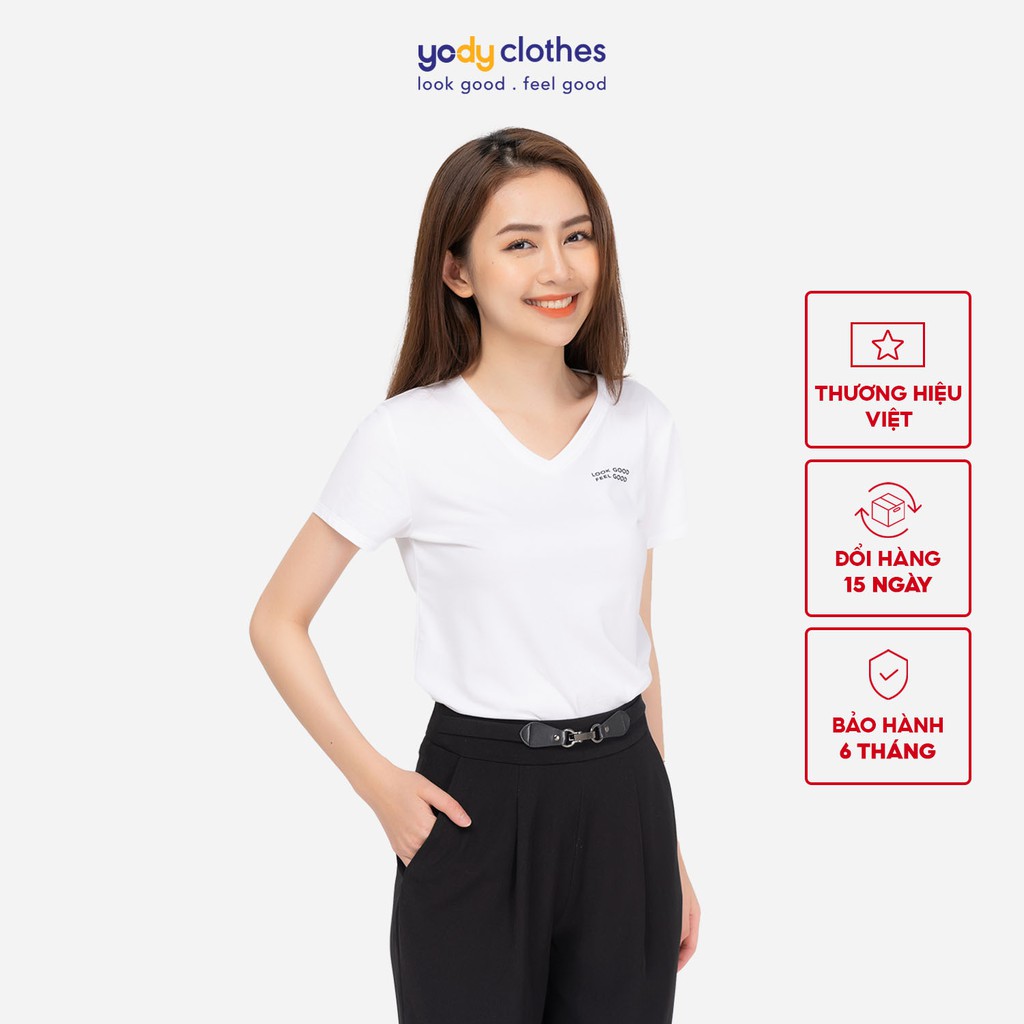 [Mã WABR50K12 giảm 10% tối đa 50K đơn 250K] Áo phông nữ YODY cổ tim form rộng vải cotton thoáng mát PPN4138