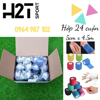 Băng keo thể thao, hộp 24 cuộn 5cm, băng keo đá bóng quấn cổ chân vải tự dính, chống căng cơ