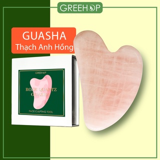 Đá masage mặt, guasha cao cấp bằng thạch anh hồng Greehop