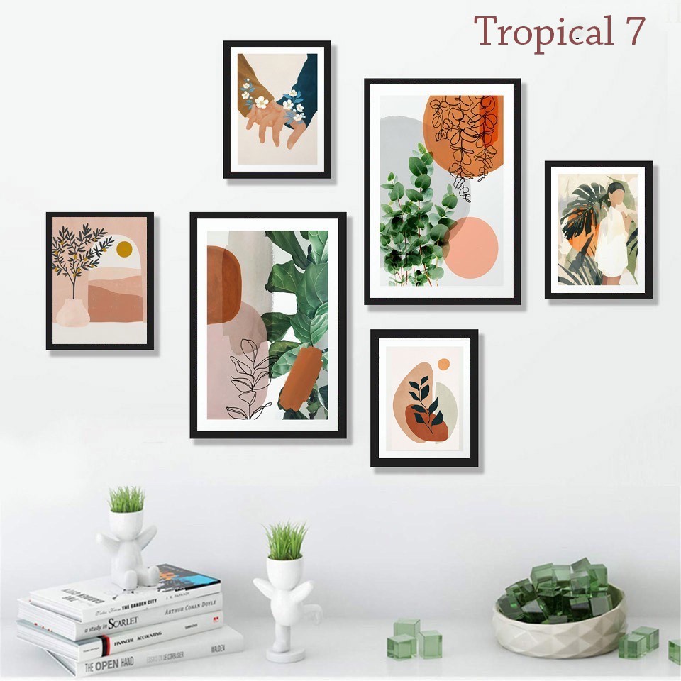 Tranh treo tường - Bộ 6 tranh treo tường decor chủ đề Tối giản (Tropical 7)