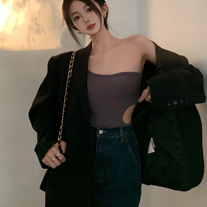 【ZHELIHANGFEI】 / hot Girl Áo Ngắn Không Tay Có Đệm Ngực Thời Trang Quyến Rũ Dành Cho Nữ