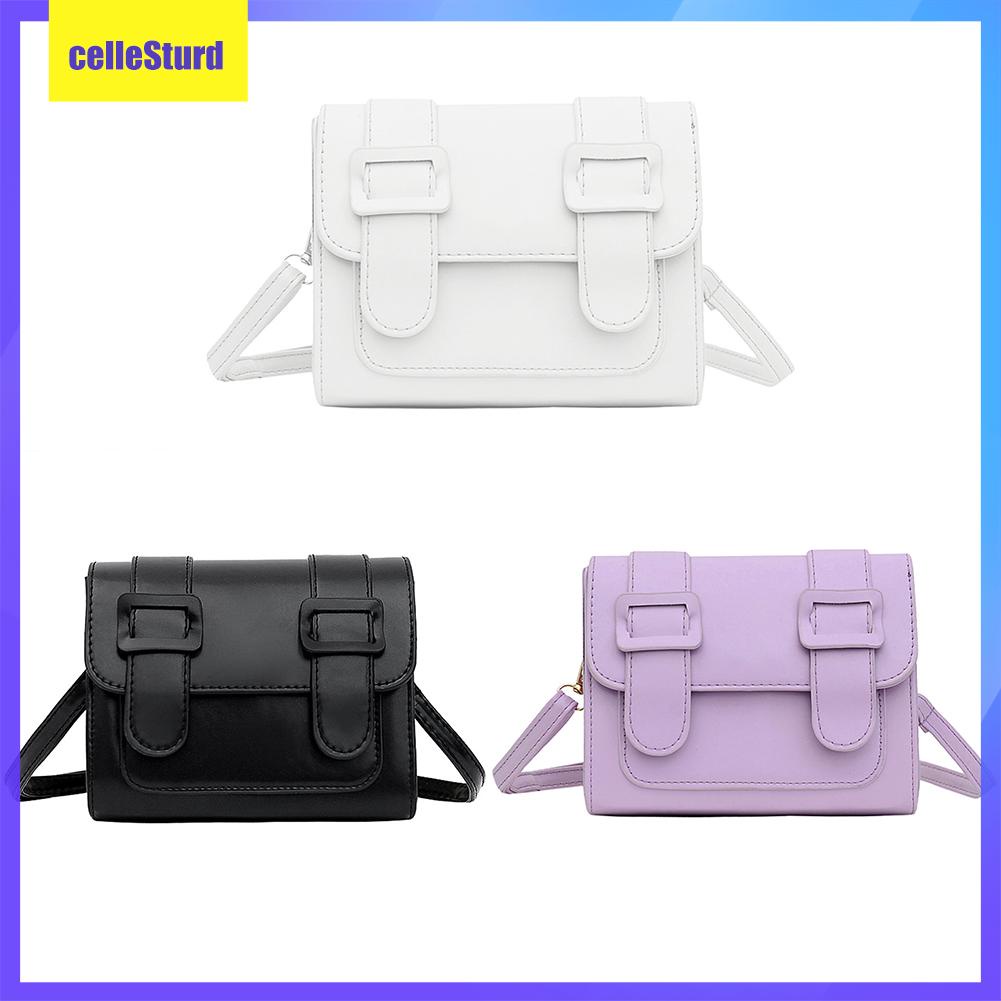 (celleSturd) Solid Crossbody Bags Women Shoulder PU Leather Square Casual Flap Handbag 