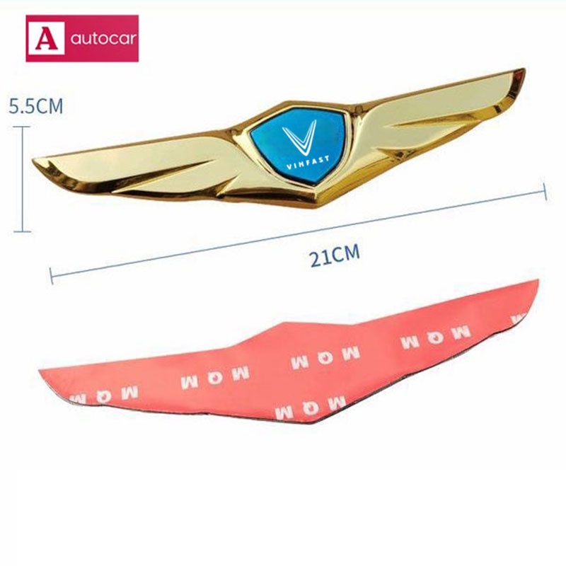 Đối với Vinfast Xe phía trước Đồ trang trí Nắp ca-pô Trang trí bằng kim loại Logo Đôi cánh thiên thần Dán phù hợp với VF8 VF9 E34 Phụ kiện