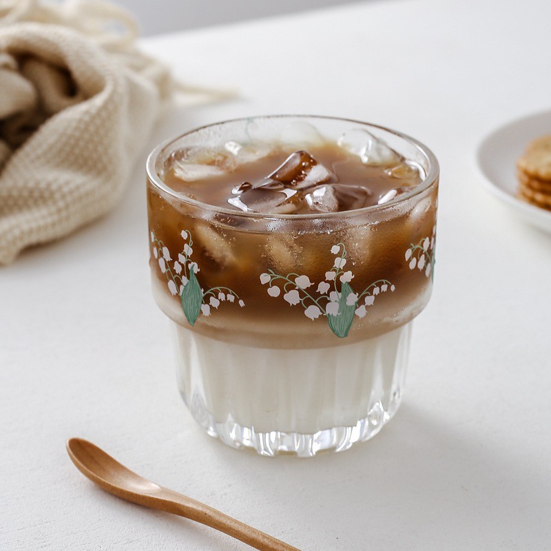 Ly cà phê trà sữa mẫu hoa Lily of the Valley Hàn Quốc