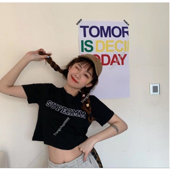 Áo thun croptop tay ngắn thời trang kiểu hàn quốc dành cho bạn nữ