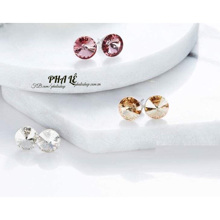 Bông Sát Tai Pha Lê Tròn Nón Lá S08 Được Thiết Kế Từ Pha Lê Swarovski
