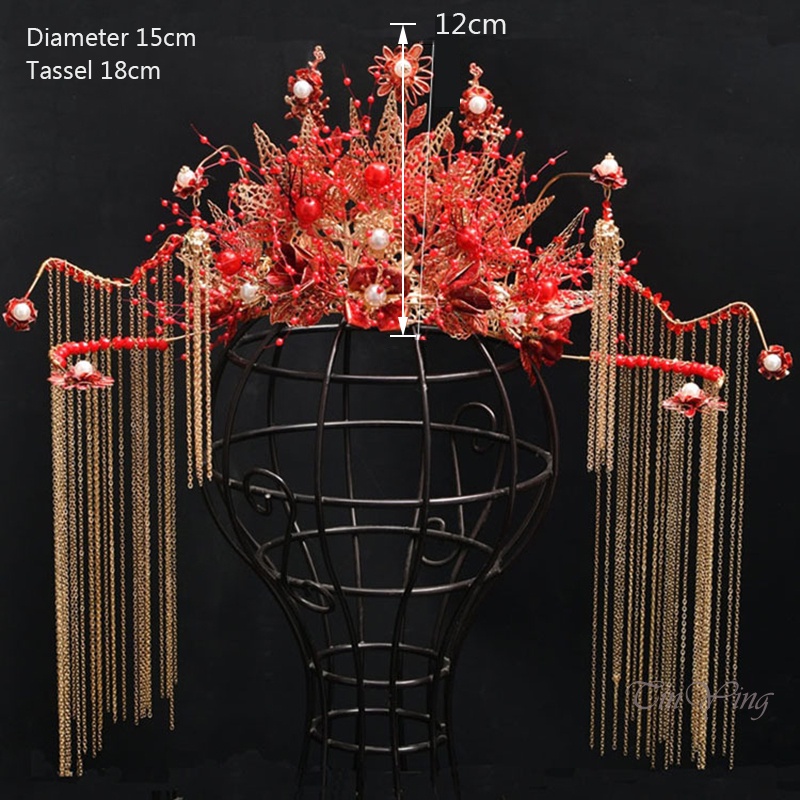 GETNOIVAS Bộ Vương Miện Và Bông Tai Phong Cách Cổ Điển Trung Hoa