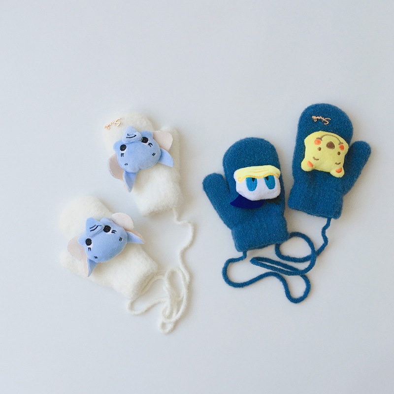 Găng tay len cho bé gái bé trai từ 1 đến 3 tuổi, găng tay trẻ em đính kèm gấu bông nhiều mẫu lựa chọn