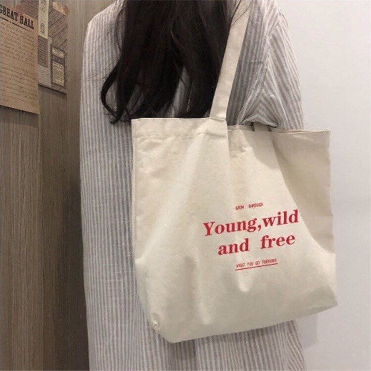 [ sale 50 % ]Túi tote vải canvas đeo vai phong cách thời trang 2021