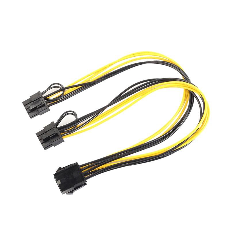 Cáp chuyển / Cáp chia 1 nguồn VGA 6pin Male sang 2 nguồn VGA 8pin  Female