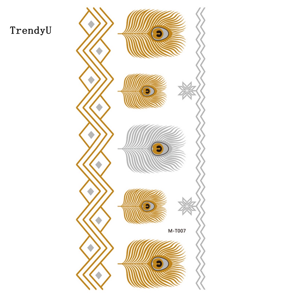 Hình xăm dán tạm thời họa tiết lông vũ màu sắc vàng đồng chống thấm nước dễ tẩy trang
