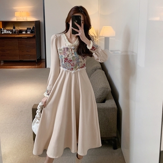 Đầm dài tay dáng ôm phong cách Pháp cho nữ Váy