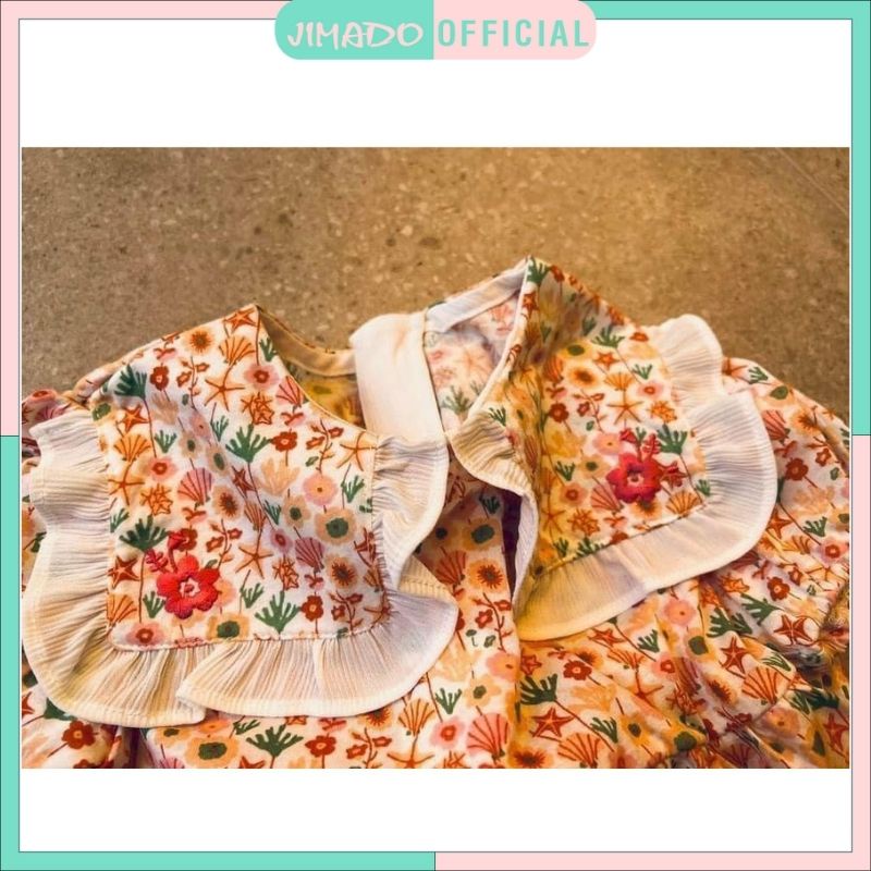 Váy bé gái đầm tiểu thư baby doll cổ bèo hoa nhí dáng xòe tay bồng JIMADO E1.093.120