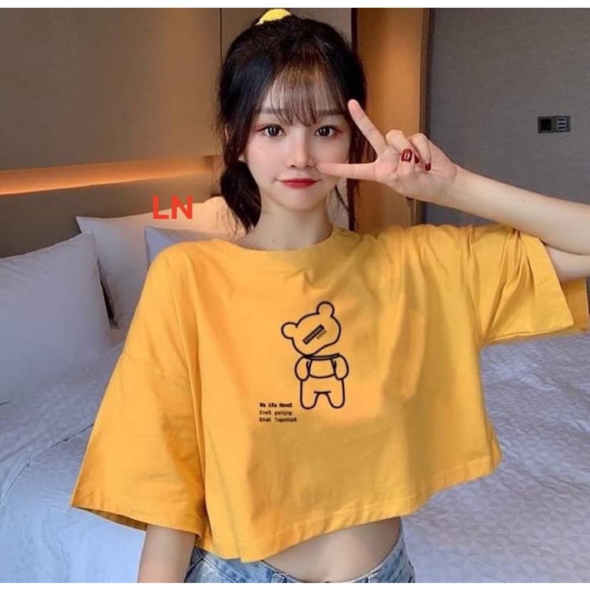 Áo thun croptop gấu yêu