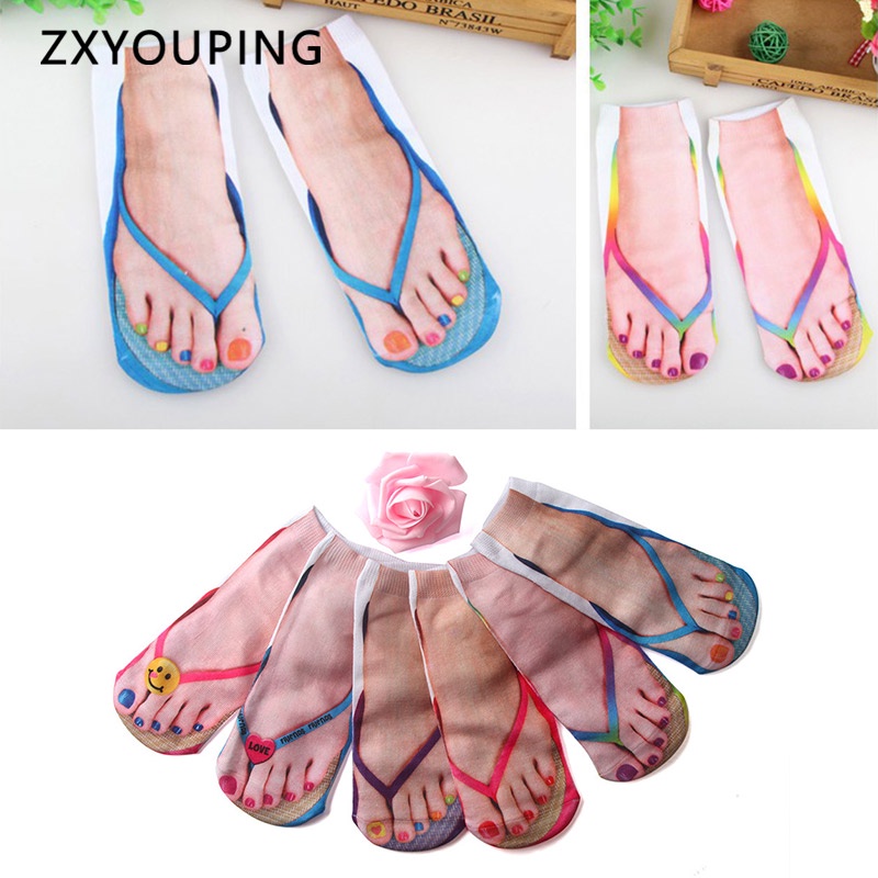 AOFEIQIKE 1 Đôi Tất Chân In Hình 3D Cá Tính Cho Nam Nữ