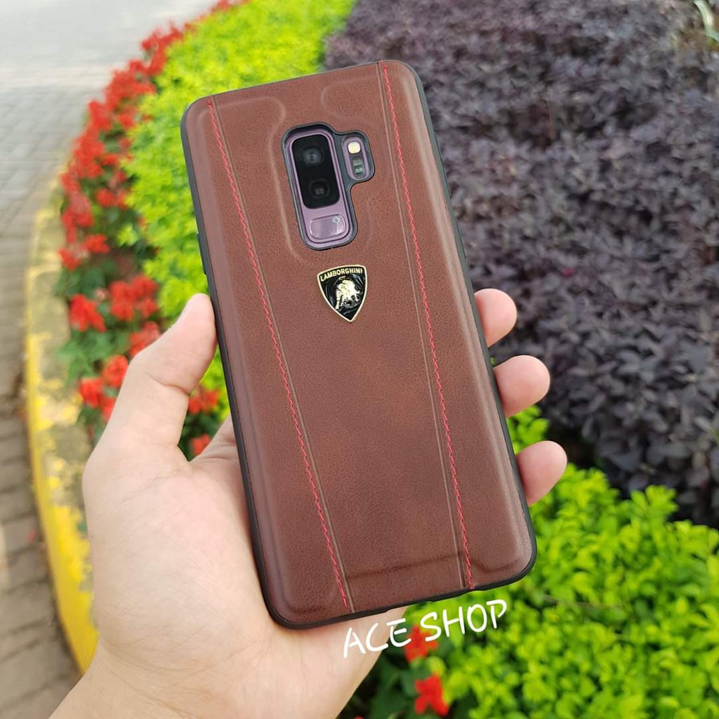 Ốp lưng da Samsung S9 Plus có logo Lam.bor.gini